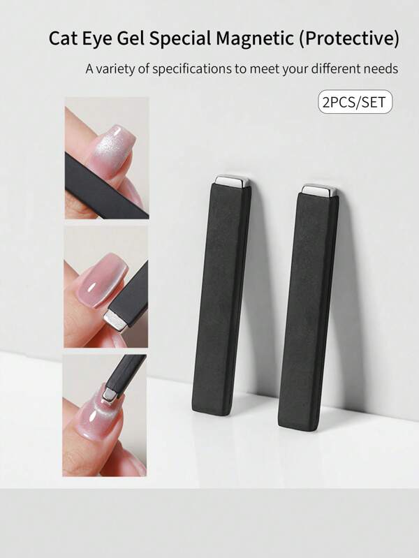 2pcs Extra Large Gray Strong Magnet Nail Art Cat Eye Gel Polish Strong Thick Multifunctional Magnetic Stick Tools