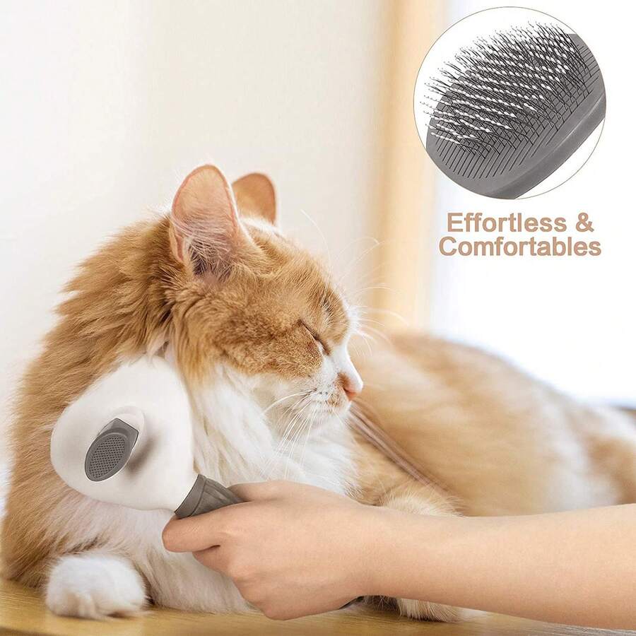Pet Grooming Brush, Soft Bristle Deshedding Tool, Gentle Dematting Comb With Ergonomic Handle, Easy To Remove Pet Hair, Suitable For All Dog And Cat Breeds - Multicolor - View 1