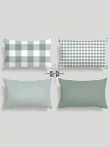 4pcs Light Green Striped Pillow Covers, Super Soft Comfortable Texture, Popular Model, Home Decorative Pillow Cases For Sofa, Living Room, Bedroom, Without Pillow Insert - Multicolor - View 7