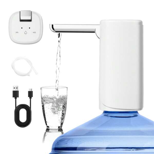 USB Typ-C aufladbarer Wasserpumpe für 3,8 - 19 Liter Wasserflaschen, automatische Trinkwasser-Spender Pumpe, tragbare elektrische Wasserpumpe geeignet für 7,6 - 19 Liter Wasserflaschen