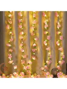 1 dây đèn dây hoa anh đào nhân tạo dài 6,6ft, đèn trang trí dây leo màu hồng thường xanh cho tiệc sinh nhật, đám cưới, ngày lễ, phòng ngủ bé gái, phòng khách - Màu vàng - Xem 7