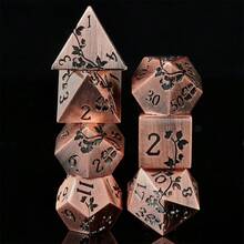 7pcs Metal Flower Dice, Heavy-Duty Polyhedral Dice Set, Suitable For , RPG, Tabletop Role-Playing Games, Christmas, Thanksgiving, Birthday Gift - Multicolor - View 4