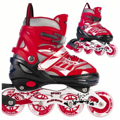 Adjustable Quad Roller Skates, Roller Skates For Men And Women, Size 30-41, 4 Wheel Skates Adjustable Sizes, Red/Blue Color. Adjustable Inline Skates Size 30-41 Adult Fitness Skates Roller Skates Wheels Roller Fun Roller Shoes. Skate Roller For Men, Women, Girls, Boys, Lightweight Skates, High Bounce.