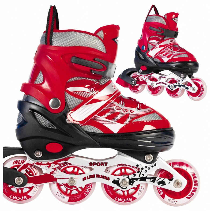 Adjustable Quad Roller Skates, Roller Skates For men And women, Size 30-41, 4 Wheel Skates Adjustable Sizes, Red/Blue Color. Adjustable Inline Skates Size 30-41 Adult Fitness Skates Roller Roll Skates Wheels Roller Funates Size 30-41 Adult Fitness Skates Roller Rolls Wheels, Roller Funates 有作品, . - 藍/紅 - 查看 1