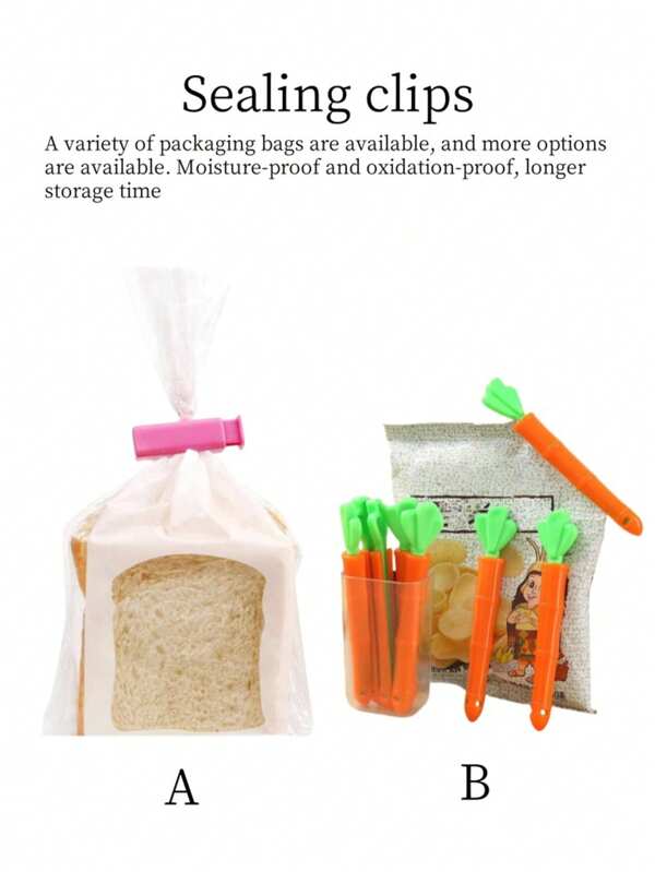Food Freshness Sealing Clips, Snack Food Sealing Clamps, Carrot Sealing Clips, Refrigerator Magnets Bread Bag Sealing Clips, Creative Kitchen Accessories