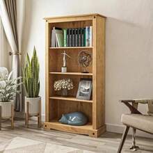 Corona Pine Bookcase 4 Book Shees Medium Mexican Solid Wood Living Room - As Pic - View 4