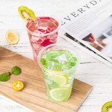 100 Pack 9 OZ Clear Plastic Cups, Plastic Cups Disposable 9 OZ Drinking Glasses For Hotel Party Thanksgiving Christmas - 白色 - 查看 5