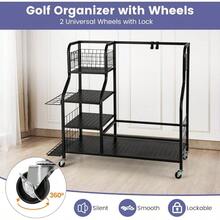 COSTWAY Golf Storage Rack Extra Large Golf Clubs Bag Stand With Lockable Universal Wheels And Other Golfing Equipment Rack Golf Garage Organizer 110 X 41 X 97cm - Black - View 4