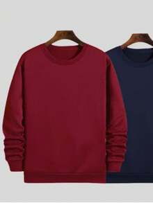 Crew Neck Blouse – Classic And Timeless Crew Neck (Or Round Neck): Is A Closed, Round, Very Traditional Collar. Ideal For Uncomplicated And Stylish Looks. - 酒紅色 - 查看 2