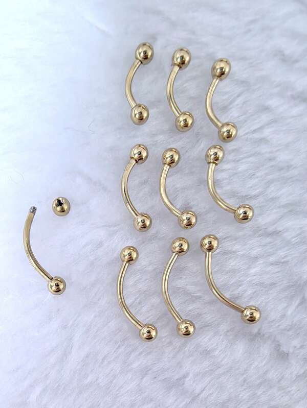 2 peças 6/8/10 mm aço cirúrgico 3 mm bola sobrancelha halteres curvos lábios anéis orelha argolas
