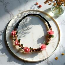 Halloween Decoration Garland, Handmade Simulation Flower Wreath Seaside Vacation Wreath, Girl's Flower Wreath Headwear, Multiple Colors To Choose From, Including Red, Pink, And Blue Flower Garlands, Wreath Fake/Artificial Flower, Bride's Flower Wreath Headwear, Bohemian Hair Accessories, Forest Style Decorations, Super Fairy Korean Sweet Accessories,