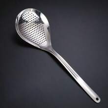 1 Piece 304 Stainless Steel Strainer Spoon, Large Size Oil Fryer Spoon, Integrated Kitchen Cooking Slotted Spoon For Pasta, Kitchen Gadgets, Dumpling Strainer