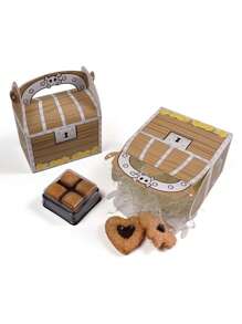 4/10/16PCS Piracka skrzynia skarbów, pudełko na upominki na imprezę, podręczne pudełko na skarby, pudełko do pakowania artykułów do pieczenia