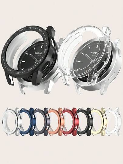 1 غطاء واقي لساعة شياومي ووتش إس 3، من مادة التي بي يو مطلية بالكهرباستاتيكية، تصميم بسيط وعصري، لوحة زمن