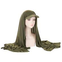 Women's Classic Solid Color Baseball Hijab Cap - Middle Eastern Style Turban Headwear With UV Protection For Summer & Autumn - Army Green - View 12