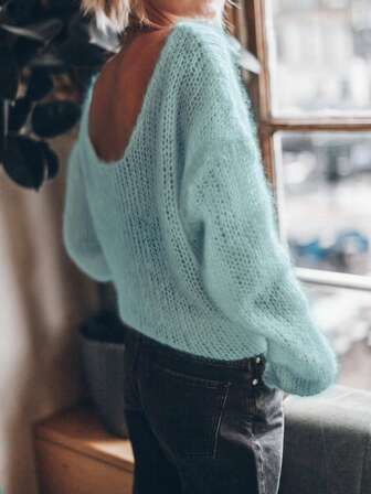 VIBEWAVE 性感宽松露肩镂空轻薄女式长袖毛衣，休闲优雅，适合日常穿着和度假