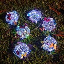 Solar-Powered Butterfly Ball Lantern, Outdoor Hanging LED Light, Plastic Solar Charging, 600mAh Nickel Battery, No Remote Control, Non-Removable Photovoltaic, Decorative Garden Light - White Light - 查看 4