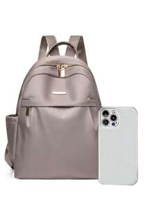 Zaino da donna alla moda e di grande capienza in nylon monocolore con più tasche