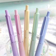 5pcs Simple Macaron Color Ballpoint Pen, Suitable For Office Work, Meeting And Learning Note Taking, Quick Drying Pen For Hand Copying Reports, And Key Marking Ballpoint Pen