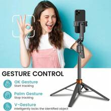 2-In-1 AI Face Tracking Gimbal & 70-Inch Extendable Bluetooth Selfie Stick. Stabilizer Tripod With 360° Adjustable Phone Holder, Suitable For Live Streaming And Photography