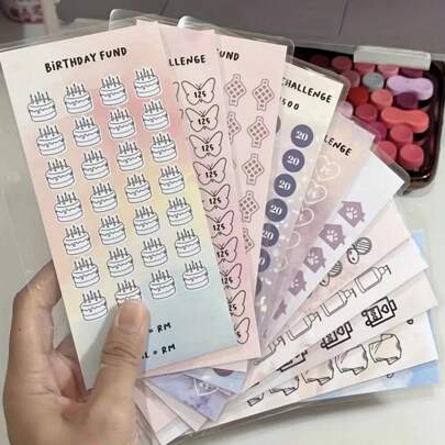 100pcs Envelope Saving Challenge Card Package, Cash Filled Savings Challenge Box Budget Planner, Fun Savings Challenge With Envelope, 100pcs Envelope + 10pcs Planning Card + 1pc Box