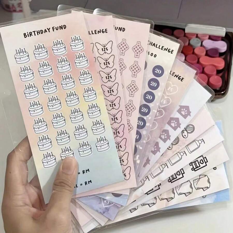 100pcs Envelope Saving Challenge Card Package, Cash Filled Savings Challenge Box Budget Planner, Fun Savings Challenge With Envelope, 100pcs Envelope + 10pcs Planning Card + 1pc Box