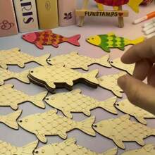 12/24 Pcs Unfinished Wooden Fish Shape Paper Cutting DIY Crafts - Hanging Decorations For Festivals, Weddings, Birthday Parties - Unique Fish-Shaped Tags, Gift Tags, Home Decor, Party Supplies