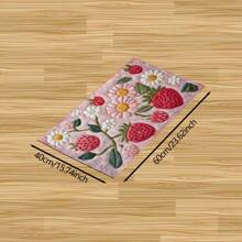 1pc, Home Decor, Fluffy Strawberry Abstract Pattern Printed, Anti-Slip Diatomite Kitchen Mat, Rug, Floor Mat, 3D Printed Rectangle, Suitable For Living Room, Bedroom, Hallway, Bathroom, Laundry Room - Polyester Carpet, Indoor/Outdoor Decoration