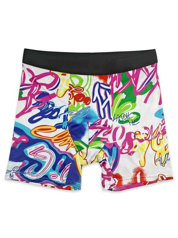 1 pezzo Boxer lunghi da uomo - Traspiranti, morbidi, adatti per sport, corsa, spiaggia. Disegno geometrico, giocoso (novità + sexy), casual di base comodi in poliestere (terlenina) per tutte le stagioni