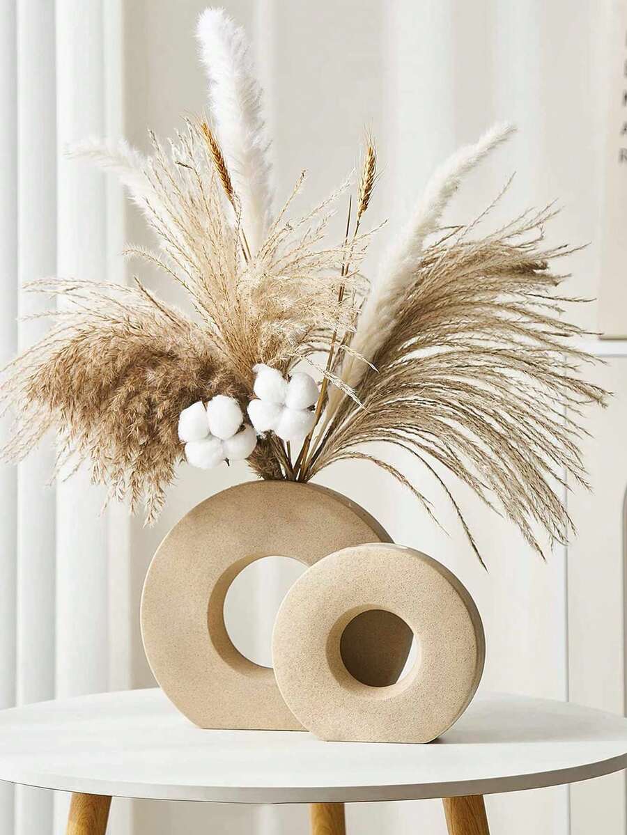 Scandinavian Minimalist Home Decor Vase Wedding Table Centerpiece Bohemian Donut Vase Decor Modern Simple Circle Vase For Office Desk Living Room Office Room Table Decor Vase Ornaments - Brown - View 1