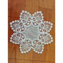 European Style Floral Lace Embroidered Polyester Table Runner - Woven Double Layer Shiny Satin Fabric, Festive Coffee Table Decor For Kitchen Dining, Indoor Outdoor Dinner Party Decoration, Ideal Gift