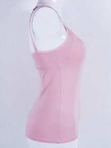 Women's Camisole With Built In Bra Modal Padded Slim Tank Top Comfortable Vest Tops - Pink - View 3