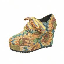 时尚系带厚底休闲鞋，坡跟厚底高跟鞋，大码女鞋，春秋季