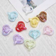 5pcs Acrylic Heart Shaped Double Hole Pendant, Colorful Creative Decorative Accessories For Home, Party, Wedding And More
