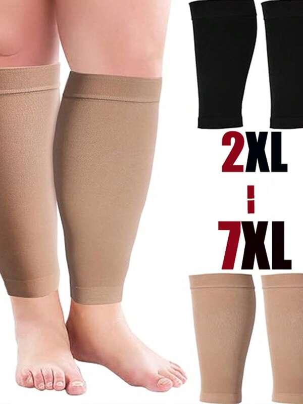 1 Pair Unisex Compression Leg Sleeves, Plus Size, Suitable For Running, Fitness, Walking, Casual Wear