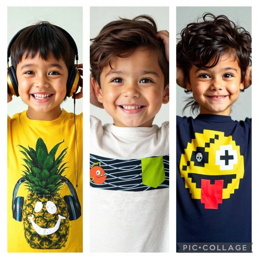 Set 3 Playeras para Niño de 6 Años – Manga Corta en Azul Marino, Blanco y Amarillo | Ropa Infantil Colorida y Cómoda - Multicolor - Ver 1