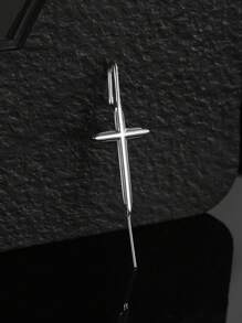 1 pièce Brassard d'oreille unique en acier inoxydable avec croix foudre et dragon serpent, boucle d'oreille homme