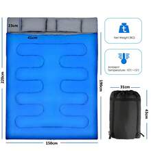 GOFLAME 2 In 1 Double Sleeping Bag Extra Large Waterproof Carrying Bag Camping 220 X 150CM - Blue - View 2