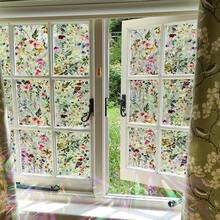 Window Film, 19.6*39.3inch, Window Clings, Decorative Window Vinyl, Flower Window Decal, Static Cling Window Sticker Non-Adhesive, Laser, Flash