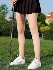 GOLOVEJOY 1 件女士肤色仿丝连裤袜，透气薄天鹅绒袜子，夏季高尔夫瑜伽袜，防勾丝 - 米色 - 查看 2