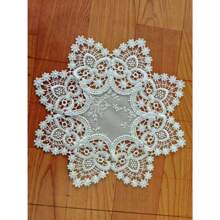 European Style Floral Lace Embroidered Polyester Table Runner - Woven Double Layer Shiny Satin Fabric, Festive Coffee Table Decor For Kitchen Dining, Indoor Outdoor Dinner Party Decoration, Ideal Gift