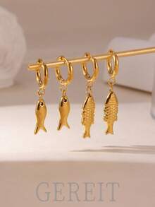1 Pasang Anting Ikan & Bintang Laut Keramik Warna-warni yang Lucu, Cocok untuk Pemakaian Sehari-hari dan Liburan Wanita - MultiWarna - View 13