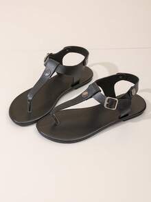 女士新款夏季扣饰人字休闲凉鞋，适合上班、通勤、户外、旅行、室内、购物