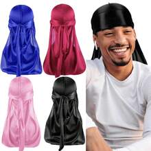 Durag de seda para hombre con banda elástica - Pañuelo de cabeza de unicolor de moda para comodidad casual, deportes y actividades al aire libre. Pañuelo de estilo pirata transpirable y suave para uso unisex