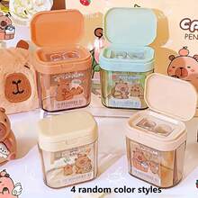 4pcs/2pcs/1pc 水豚造型卷笔刀 创意可爱卡通双孔卷笔刀 手持式卷笔刀 文具 礼物 奖品 卡通可爱双孔卷笔刀 高品质 小学生专用卷笔刀 拉起盖双孔卷笔刀 小型便携式卡通卷笔刀 学校用品 返校 学校必需品