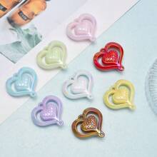 5pcs Acrylic Heart Shaped Double Hole Pendant, Colorful Creative Decorative Accessories For Home, Party, Wedding And More