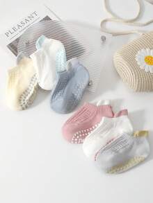 3 Pairs Kids Breathable Mesh Anti-Slip Floor Socks With Ear Design, Boys & Girls Indoor Crawling & Walking Socks, Summer - Multicolor - View 4