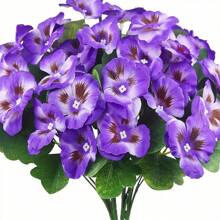 5/10pcs Outdoor Decorative UV-Resistant Artificial Pansy Flowers - Vibrant Yellow, Red And White Blooms, Suitable For Garden, Porch, Patio And Windowboxes Decoration, Vintage Wreath-Shaped Flower Pots, UV-Resistant Artificial Outdoor Florals