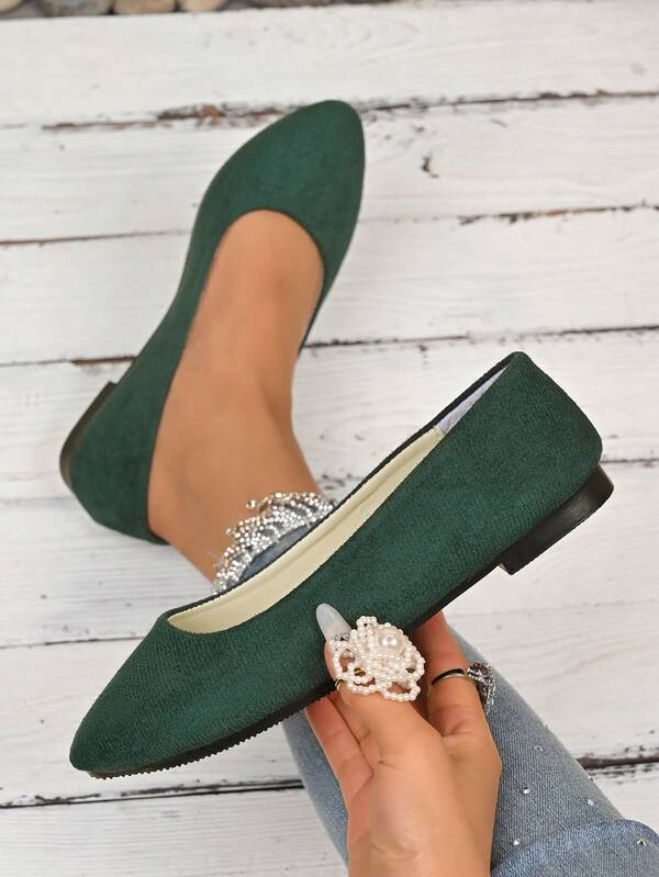 Women's Flat Slip-On Shoes, Comfortable Casual Outdoor Solid Color Bohemian Elegant Flat Shoes