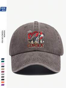 1pc Adjustable Classic Western Cowboy Logo Baseball Cap, Retro , , Suitable For Outdoor Travel, Camping, Sun Shading, Party, Hip-Hop, Dad, Trucker, Polo Ball Cap, Summer